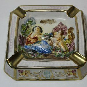 R. Capodimonte Italy Hand Painted glazed Ashtray